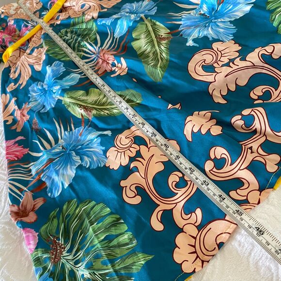 Rushed Maxi Dress size L Shein Multicolor Floral Long Sleeve V Neck - Picture 11 of 14